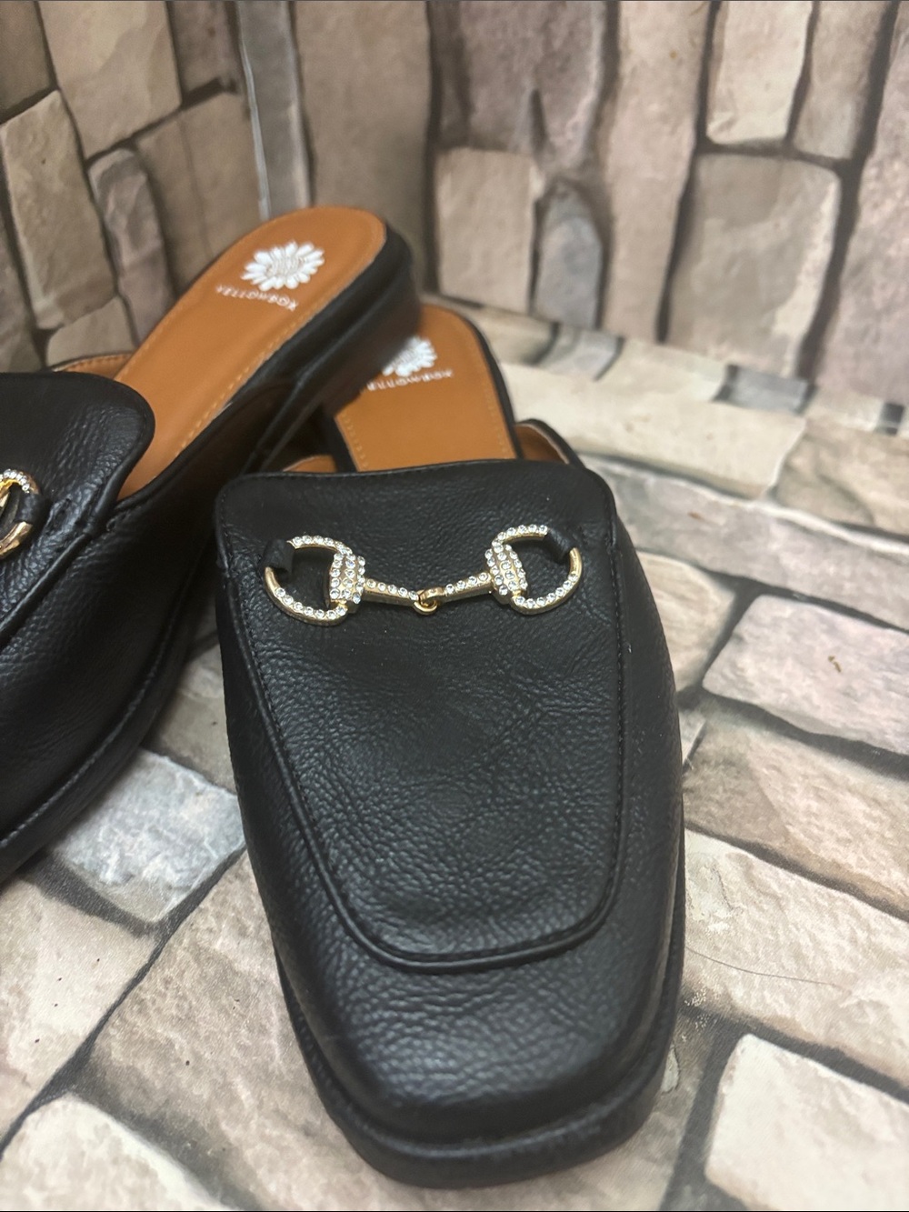 Yellow Box Jolene black loafer mules - Picture 3 of 11